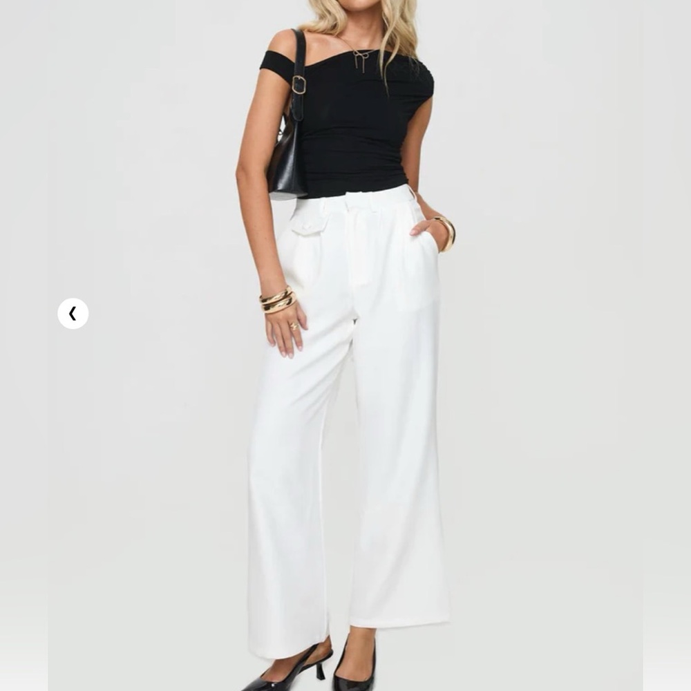 Jazzar Pocket Detail Pleated Pant White Princess Polly